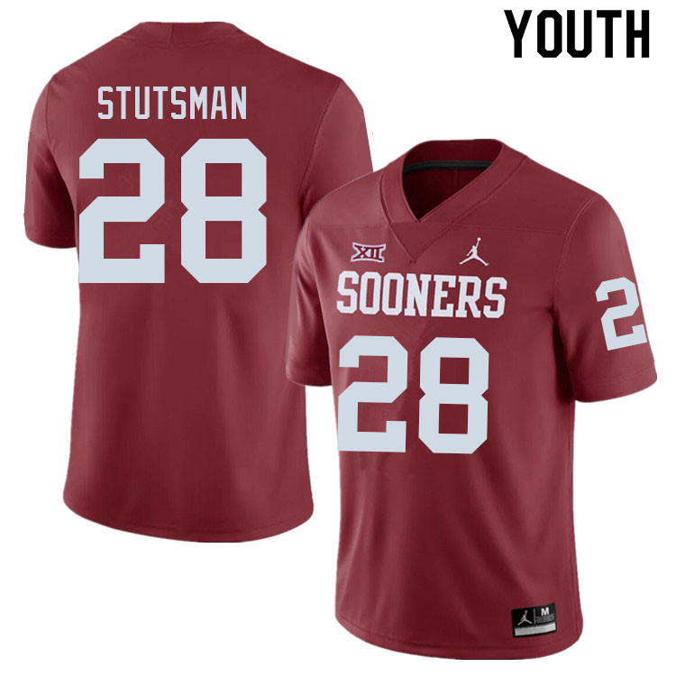 Youth #28 Danny Stutsman Oklahoma Sooners College Football Jerseys Sale-Crimson - Click Image to Close